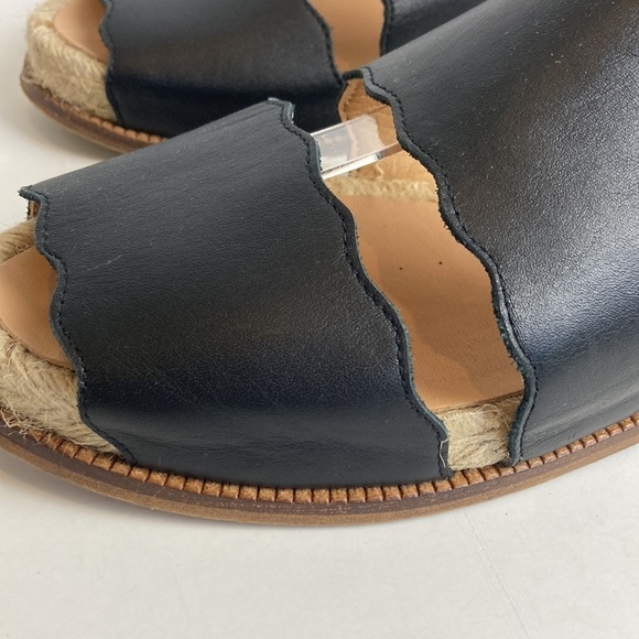 Anthropologie | Black Mollie Scalloped Sandals 37 Slingback Espadrilles Vacation - Picture 5 of 16